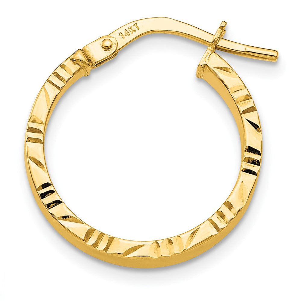 Single 14K Small 3mm Diamond Cut Edge Polished Hoop Earring