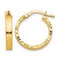 14K Small 3mm Diamond Cut Edge Polished Hoop Earrings