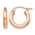 14k Rose Gold Polished 3mm Lightweight Tube Hoop Earrings