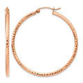 14k Rose Gold Polished Lightweight Large Diamond-cut Tube Hoop Earrings
