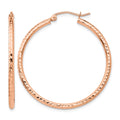 14k Rose Gold Polished Lightweight Large Diamond-cut Tube Hoop Earrings