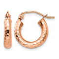 14k Rose Gold Polished Lightweight Small Diamond-cut Tube Hoop Earrings