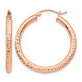 14k Rose Gold Diamond-cut 3mm Round Hoop Earrings