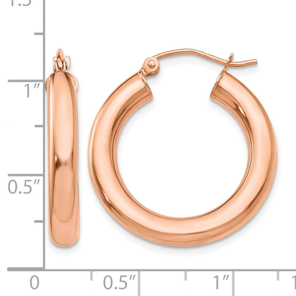 14k Rose Gold Polished 4mm Tube Hoop Earrings
