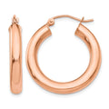 14k Rose Gold Polished 4mm Tube Hoop Earrings