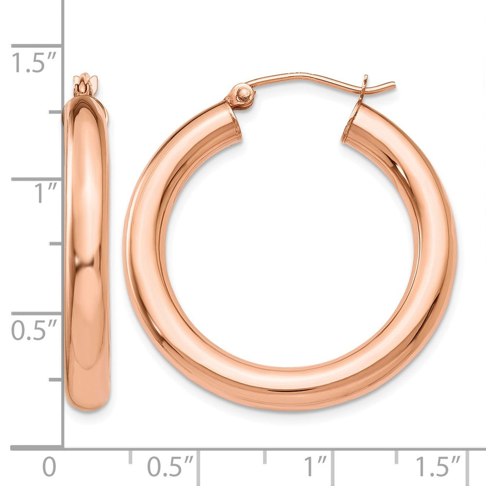 14k Rose Gold Polished 4mm Tube Hoop Earrings