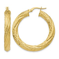 14k Textured Tube Hoop Earrings