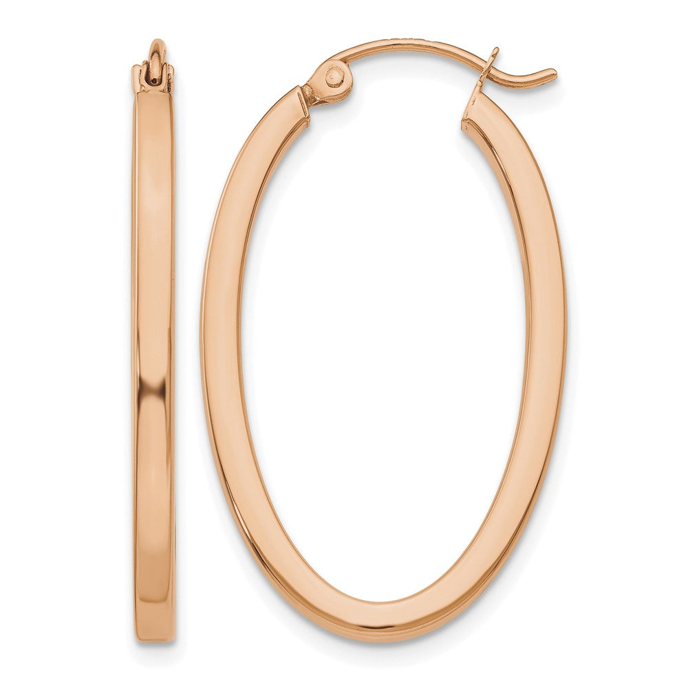 14k Rose Gold Polished Oval Tube Hoop Earrings