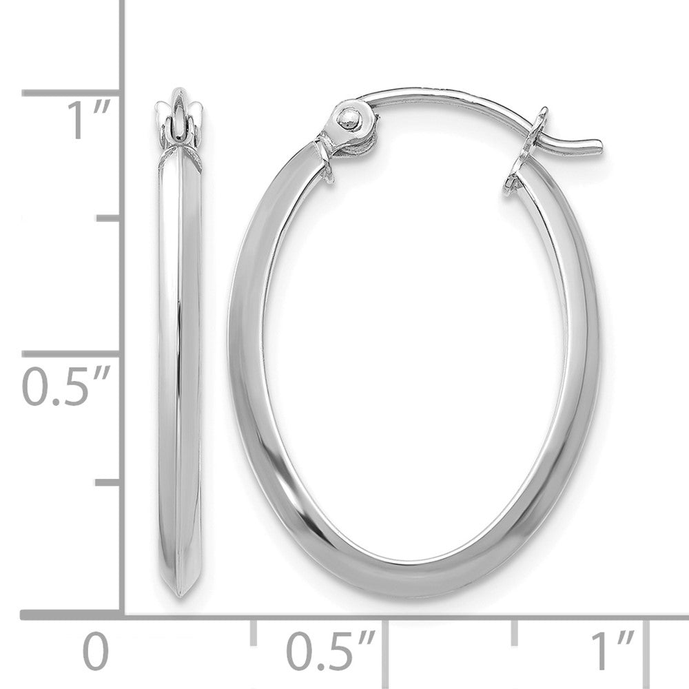 14k White Gold Polished Oval Tube Hoop Earrings
