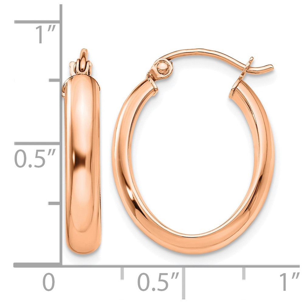 14k Rose Gold Polished Oval Tube Hoop Earrings