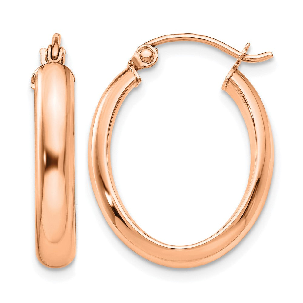 14k Rose Gold Polished Oval Tube Hoop Earrings