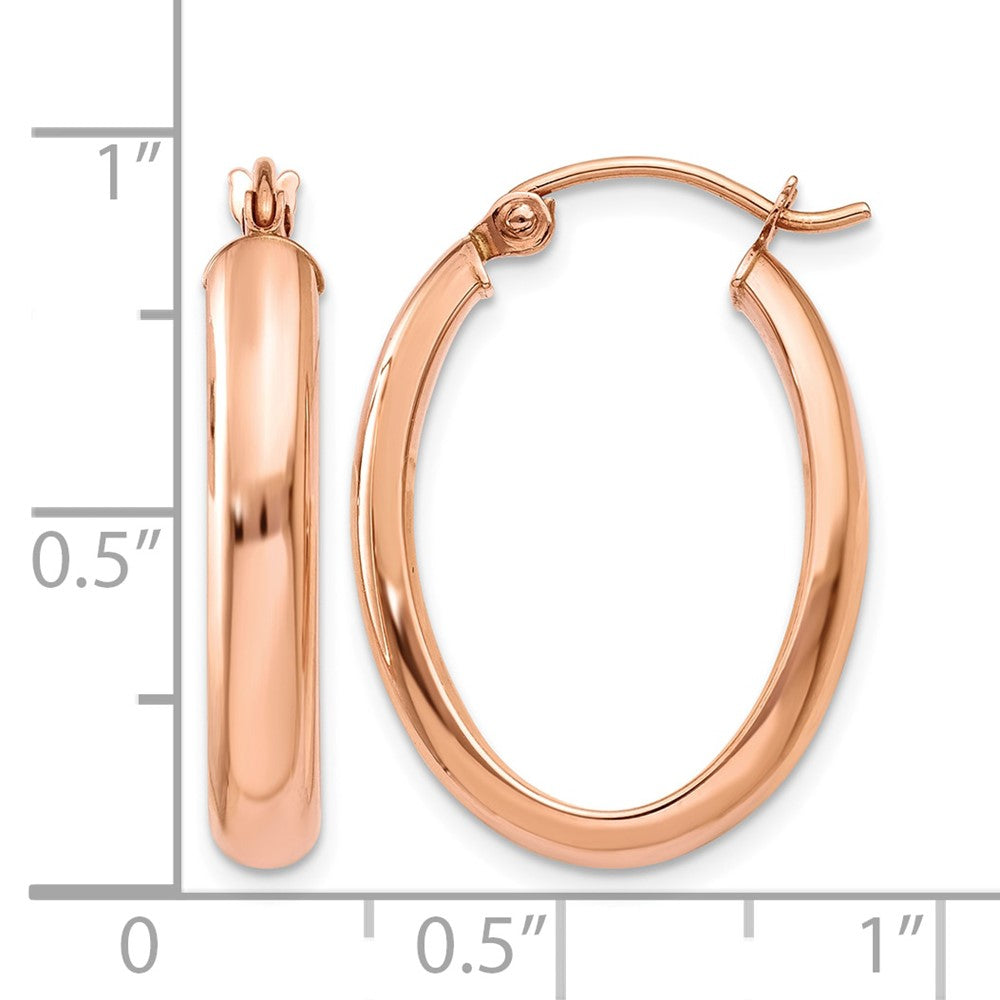 14k Rose Gold Polished Half-Round Oval Hoop Earrings
