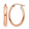 14k Rose Gold Polished Half-Round Oval Hoop Earrings
