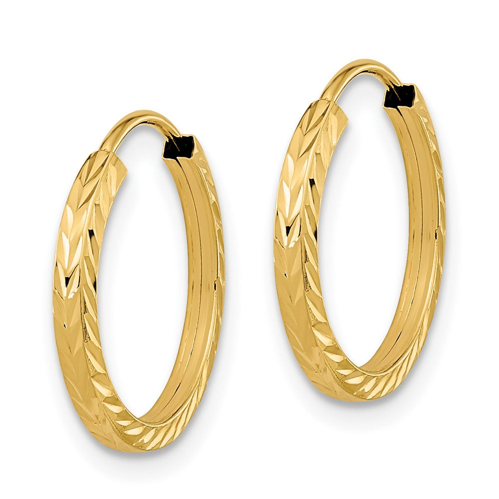 14k 1.35mm Diamond-cut Square Tube Endless Hoop Earrings