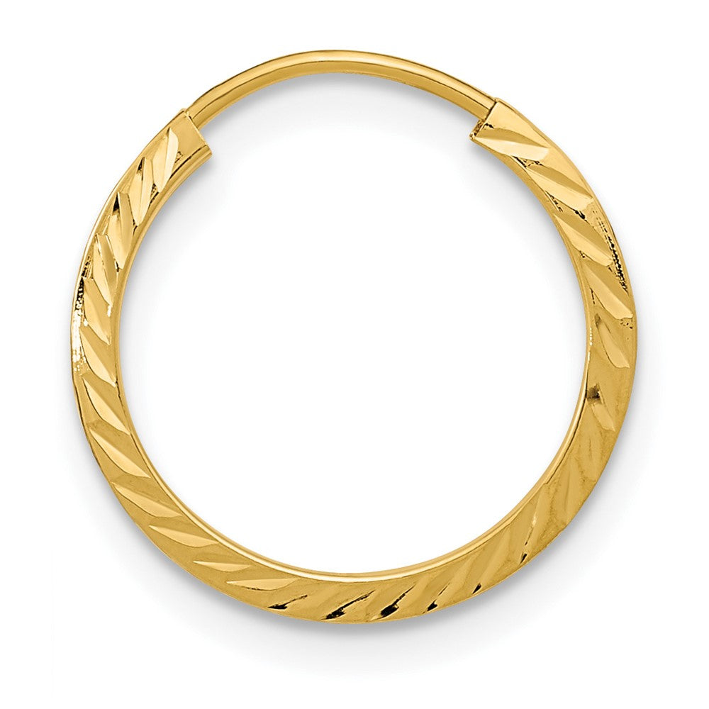 Single 14k 1.35mm Diamond-cut Square Tube Endless Hoop Earring