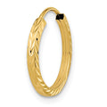 Single 14k 1.35mm Diamond-cut Square Tube Endless Hoop Earring