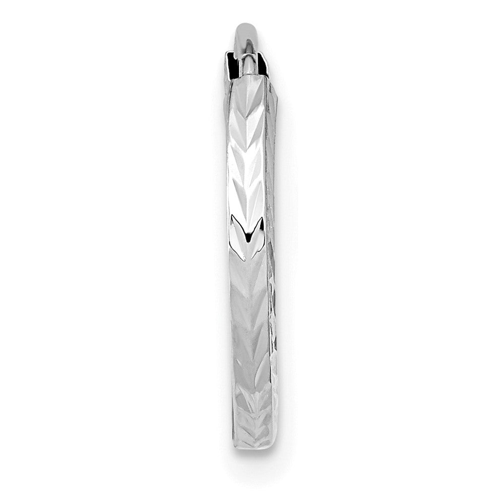 Single 14k White Gold Diamond-cut Square Tube Endless Hoop Earring