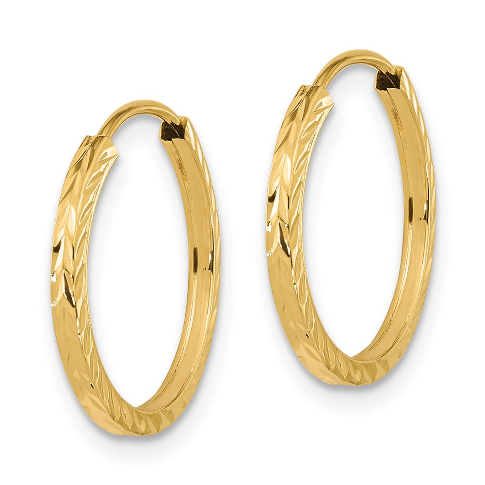 14k 1.35mm Diamond-cut Square Tube Endless Hoop Earrings