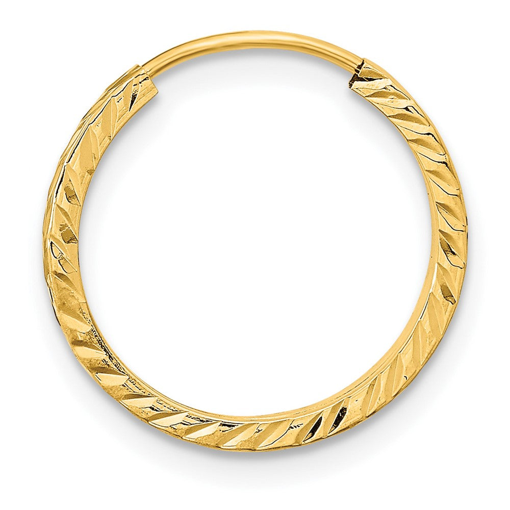 Single 14k 1.35mm Diamond-cut Square Tube Endless Hoop Earring