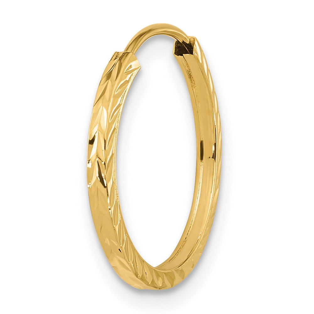 Single 14k 1.35mm Diamond-cut Square Tube Endless Hoop Earring