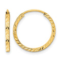 14k 1.35mm Diamond-cut Square Tube Endless Hoop Earrings