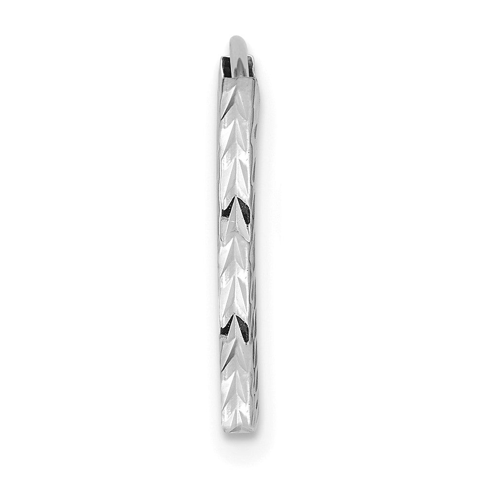 Single 14k White Gold 1.35mm Diamond-cut Square Tube Endless Hoop Earring