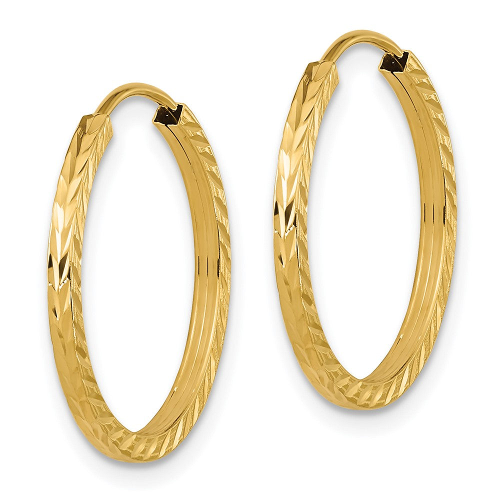 14k 1.35mm Diamond-cut Square Tube Endless Hoop Earrings