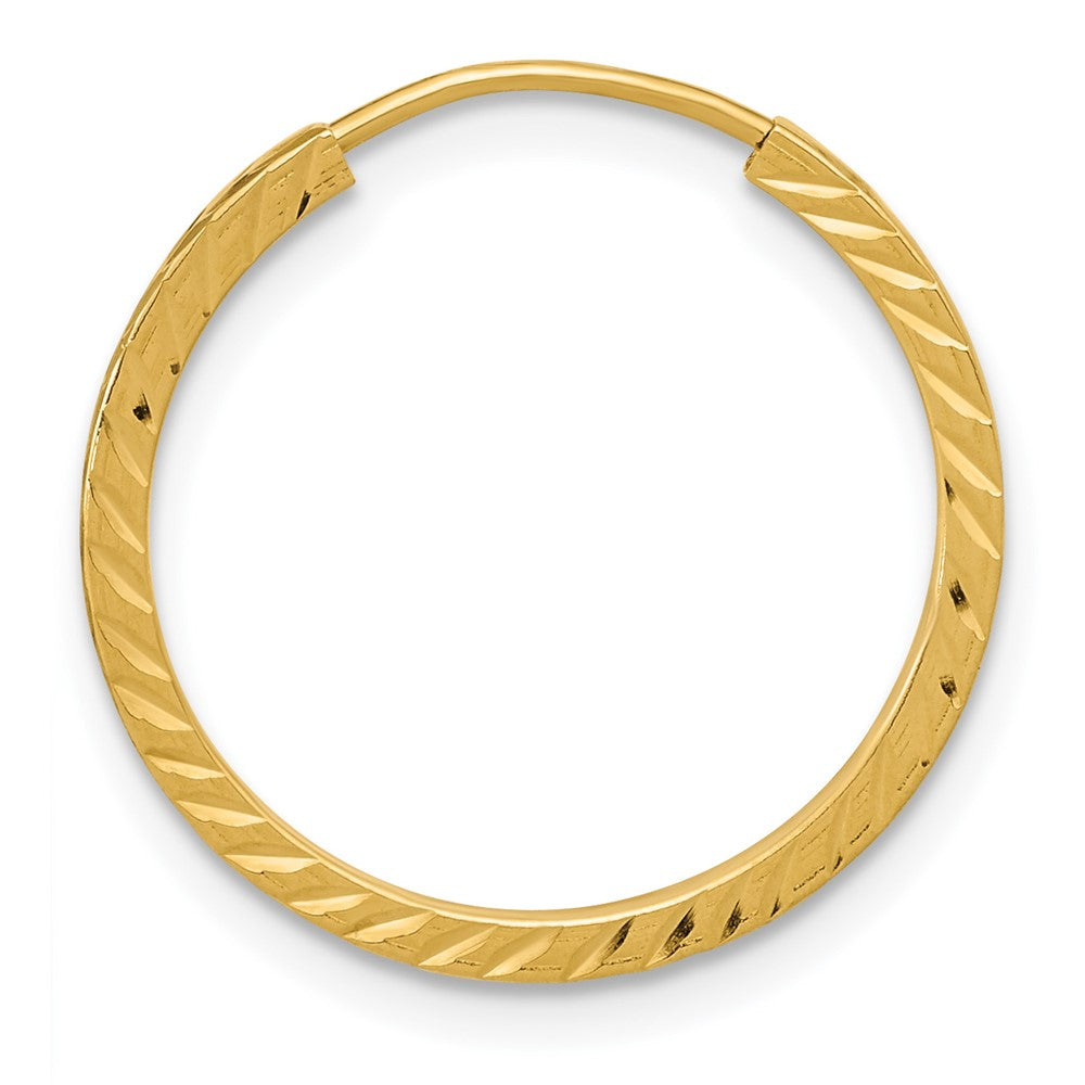 Single 14k 1.35mm Diamond-cut Square Tube Endless Hoop Earring