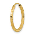 Single 14k 1.35mm Diamond-cut Square Tube Endless Hoop Earring