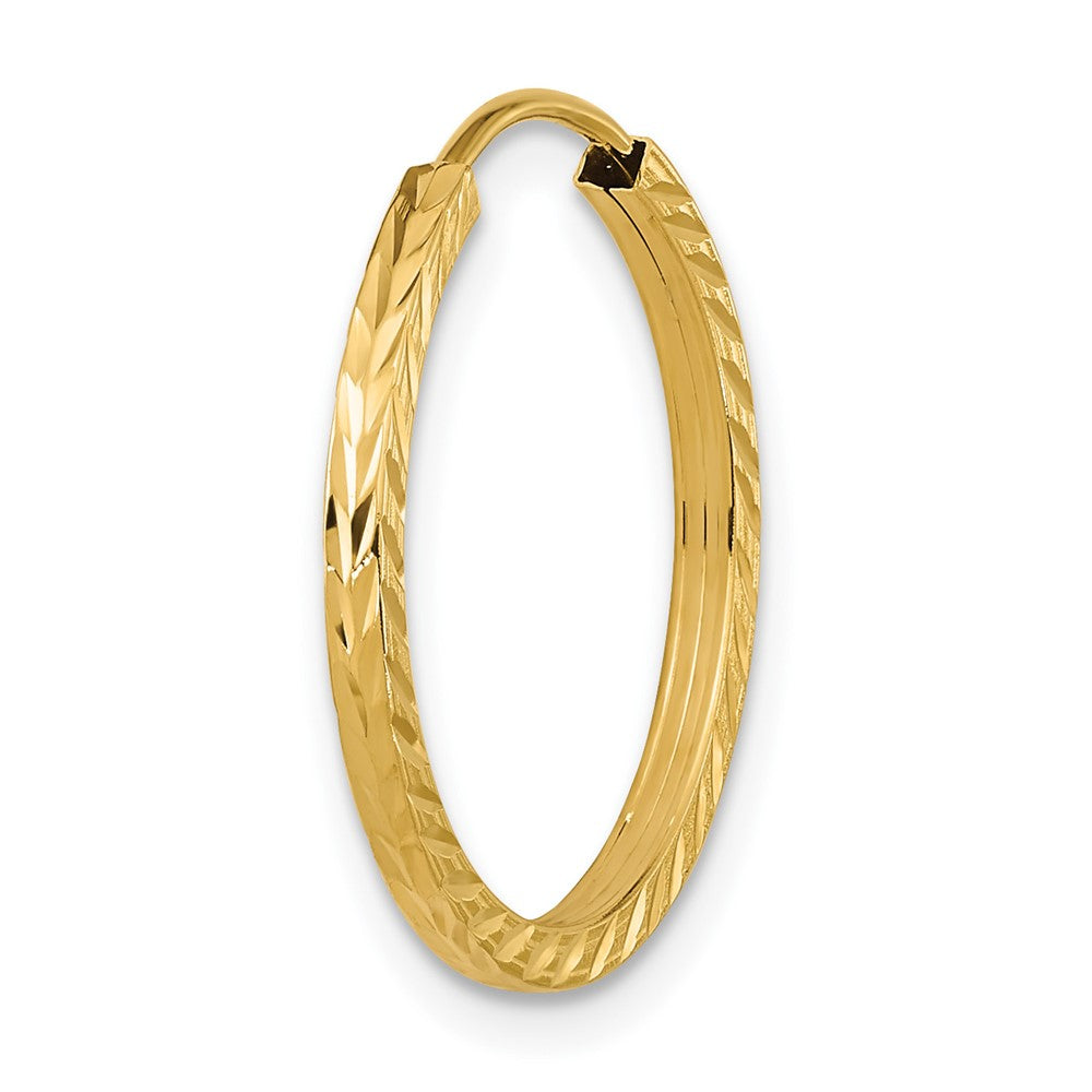 Single 14k 1.35mm Diamond-cut Square Tube Endless Hoop Earring