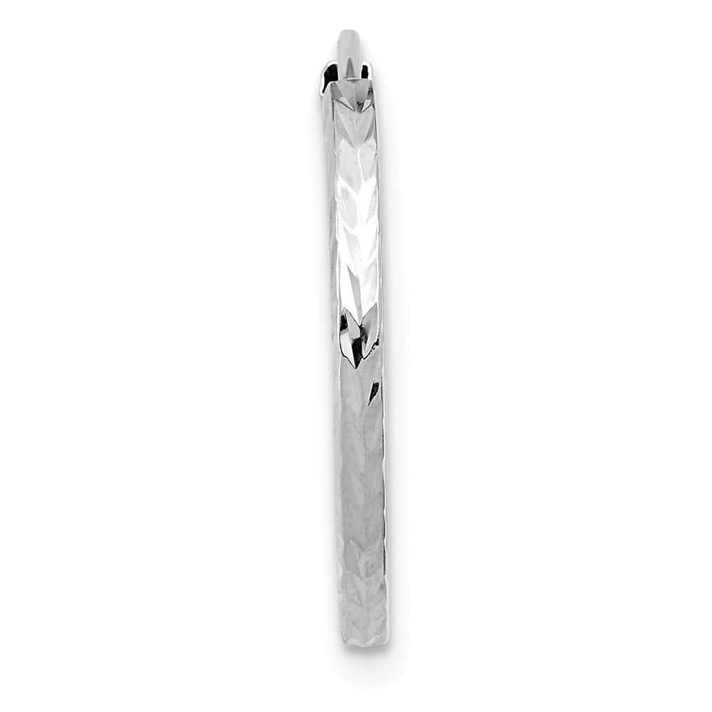 Single 14k White Gold 1.35mm Diamond-cut Square Tube Endless Hoop Earring