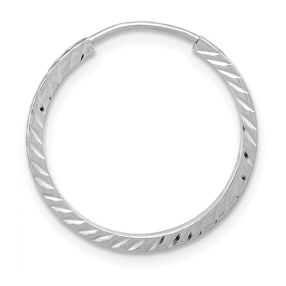 Single 14k White Gold 1.35mm Diamond-cut Square Tube Endless Hoop Earring