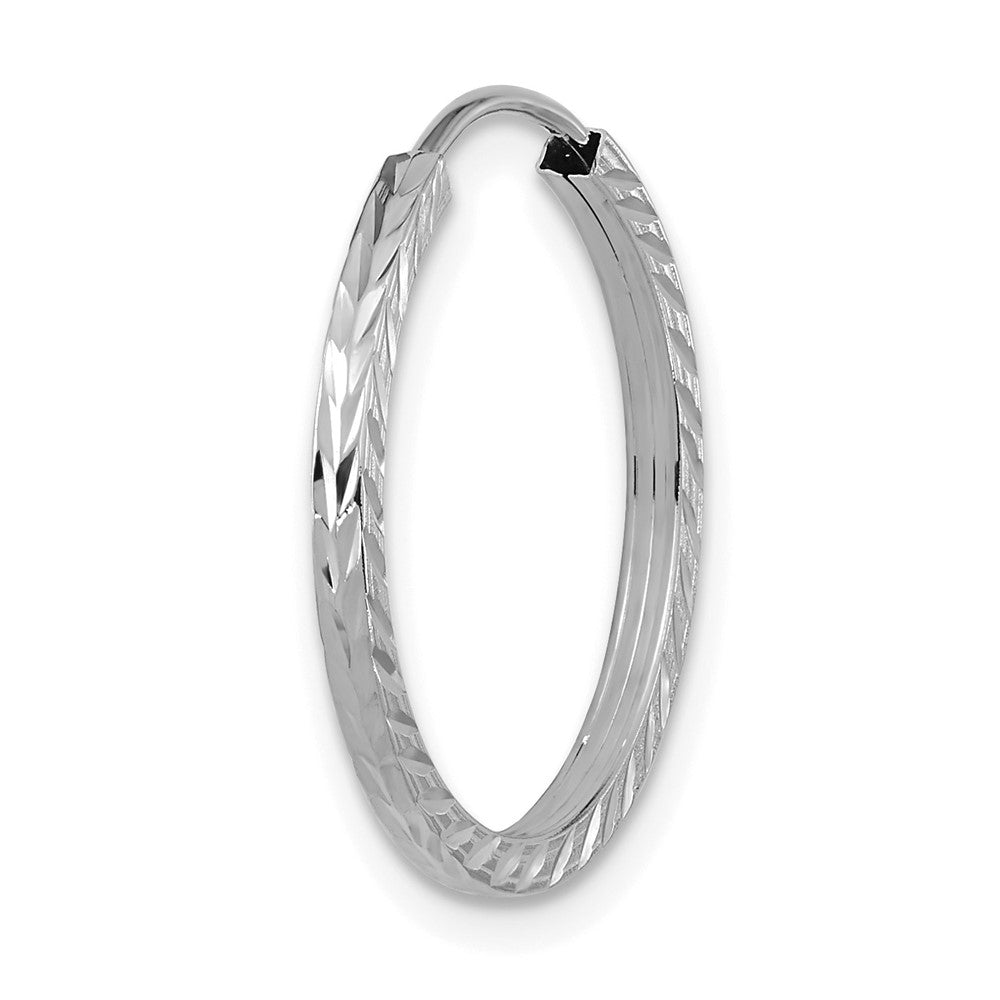 Single 14k White Gold 1.35mm Diamond-cut Square Tube Endless Hoop Earring