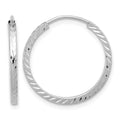 14k White Gold 1.35mm Diamond-cut Square Tube Endless Hoop Earrings