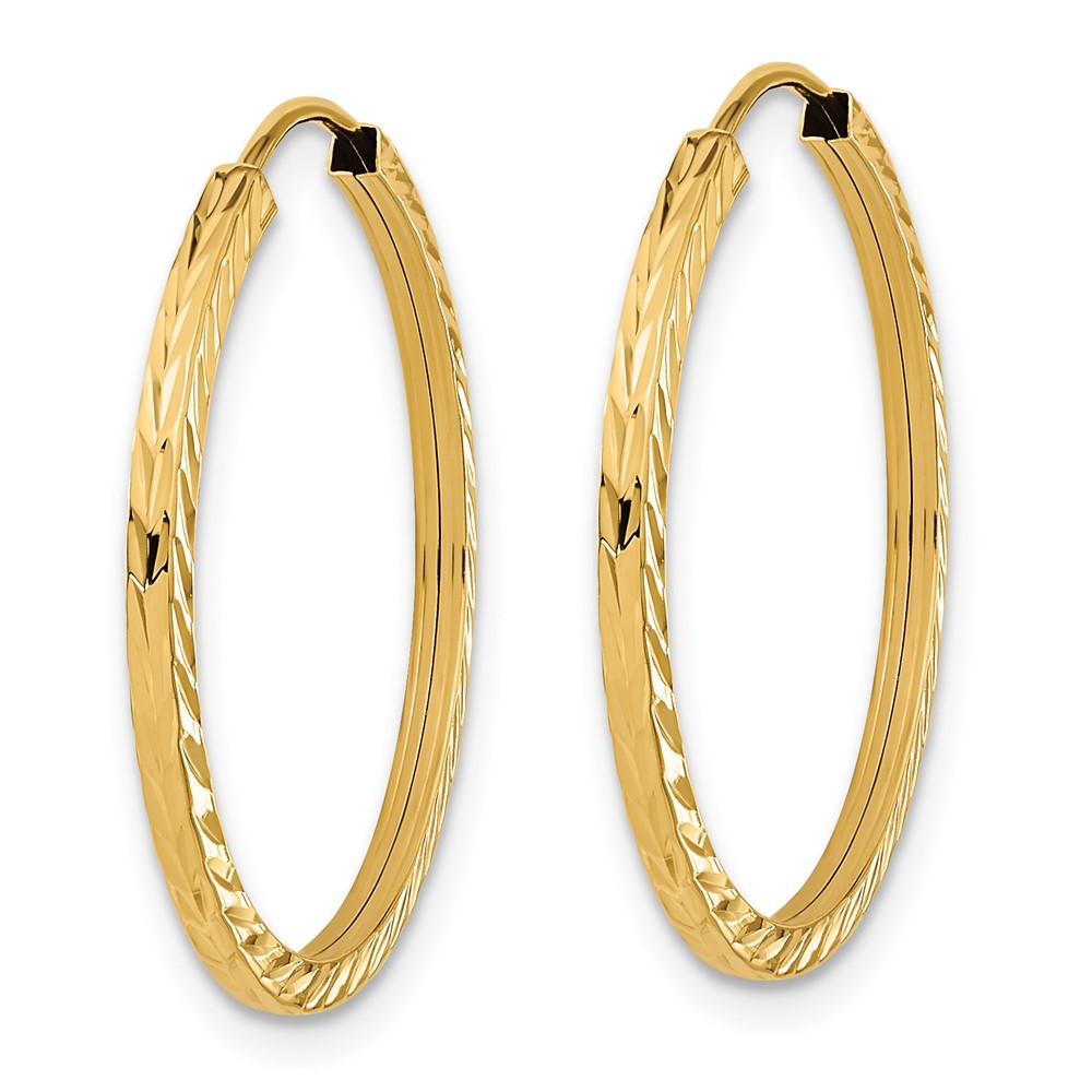 14k 1.35mm Diamond-cut Square Tube Endless Hoop Earrings