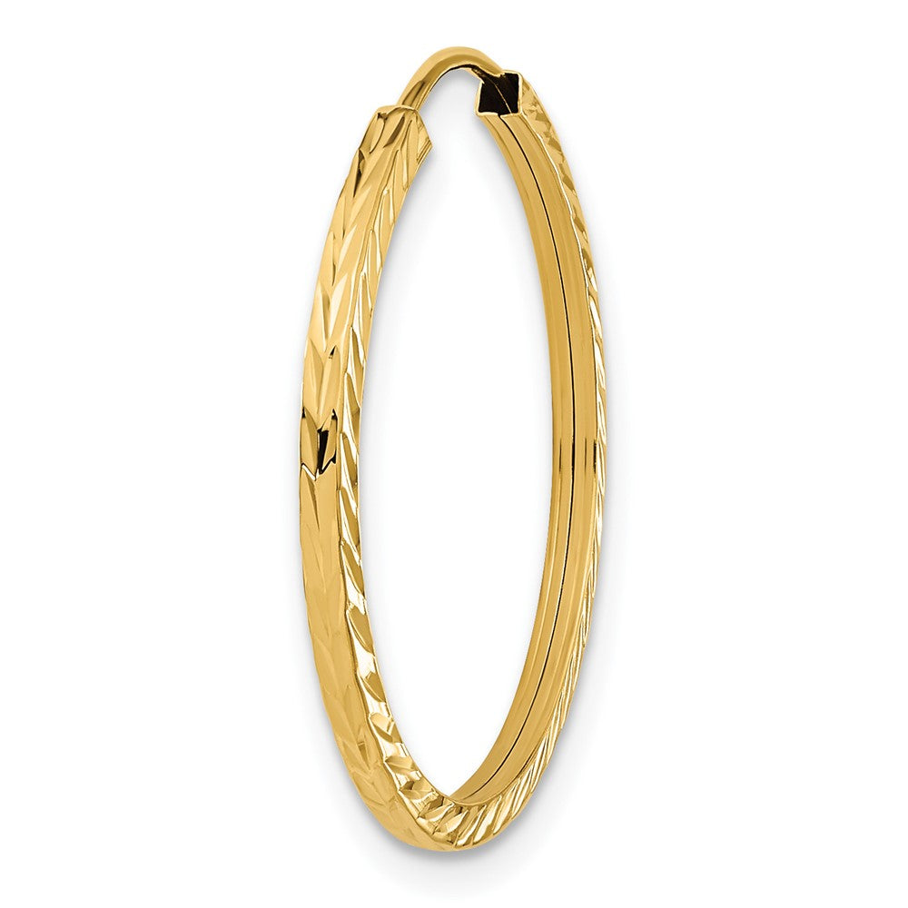 Single 14k 1.35mm Diamond-cut Square Tube Endless Hoop Earring