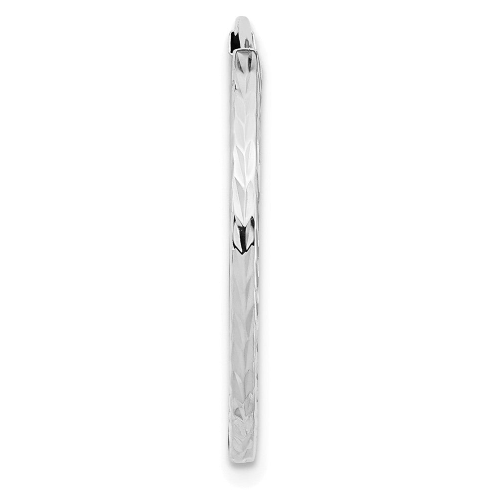Single 14k White Gold 1.35mm Diamond-cut Square Tube Endless Hoop Earring