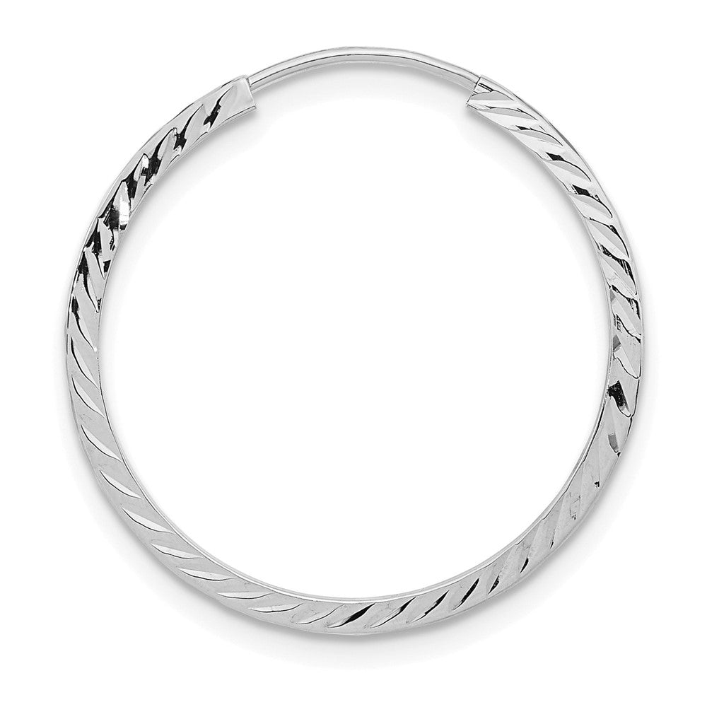 Single 14k White Gold 1.35mm Diamond-cut Square Tube Endless Hoop Earring