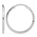 14k White Gold 1.35mm Diamond-cut Square Tube Endless Hoop Earrings