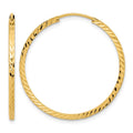 14k 1.35mm Diamond-cut Square Tube Endless Hoop Earrings