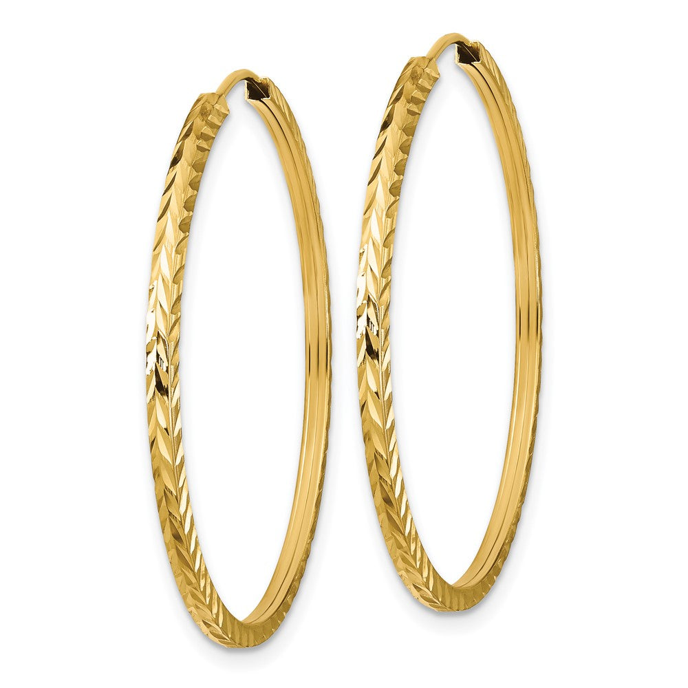14k 1.35mm Diamond-cut Square Tube Endless Hoop Earrings