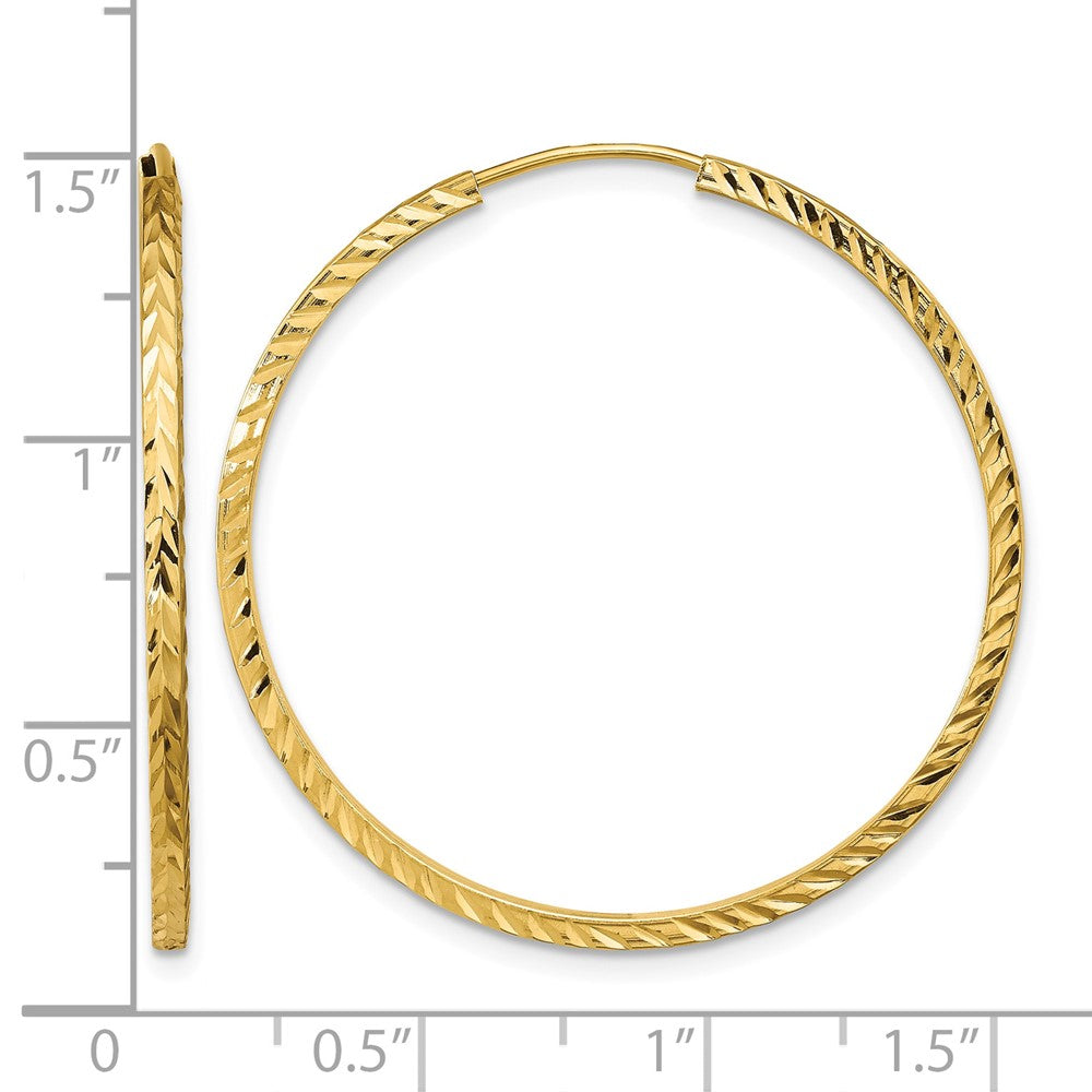 14k 1.35mm Diamond-cut Square Tube Endless Hoop Earrings