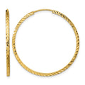 14k 1.35mm Diamond-cut Square Tube Endless Hoop Earrings