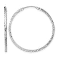 14k White Gold 1.35mm Diamond-cut Square Tube Endless Hoop Earrings