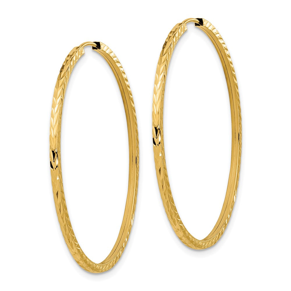 14k 1.35mm Diamond-cut Square Tube Endless Hoop Earrings