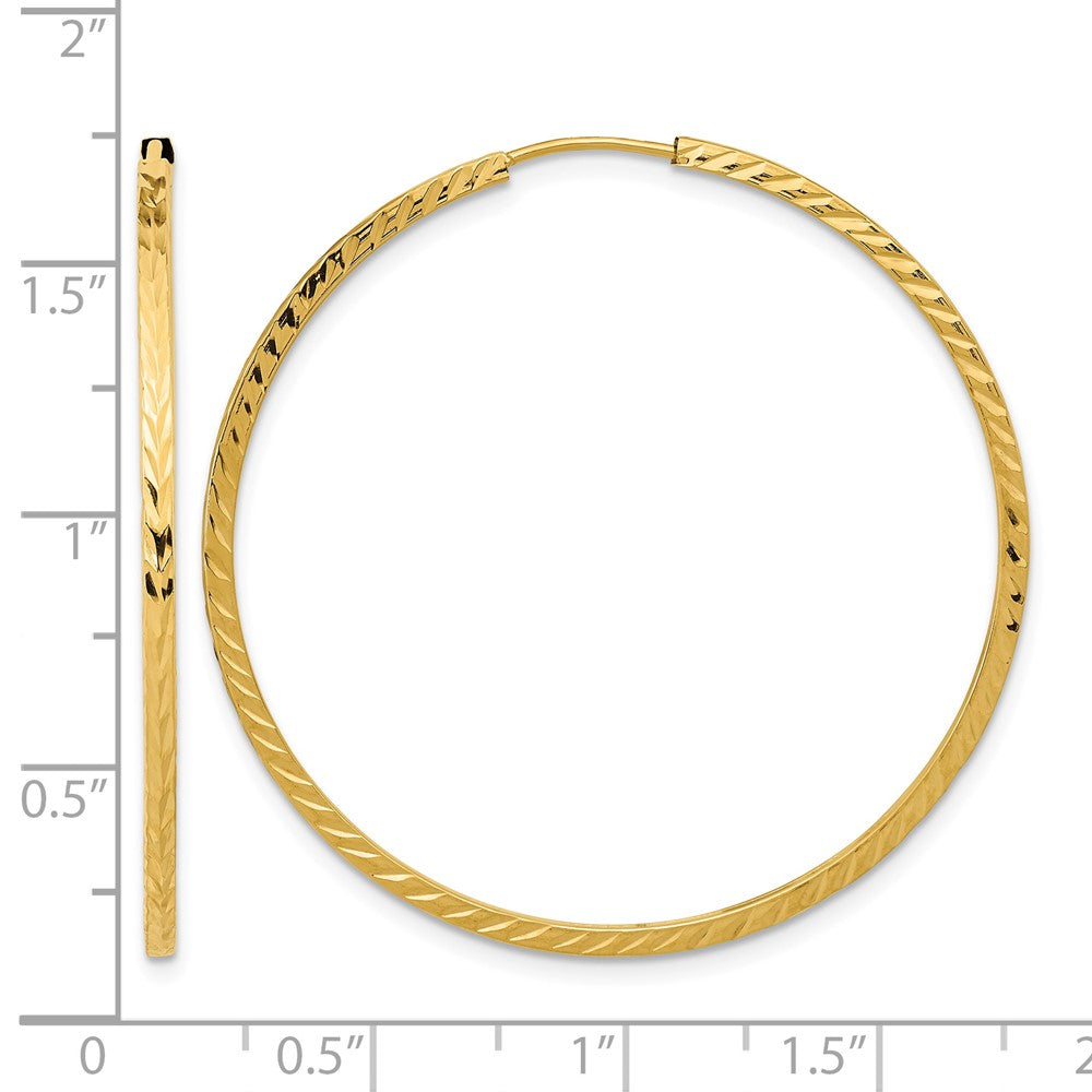 14k 1.35mm Diamond-cut Square Tube Endless Hoop Earrings