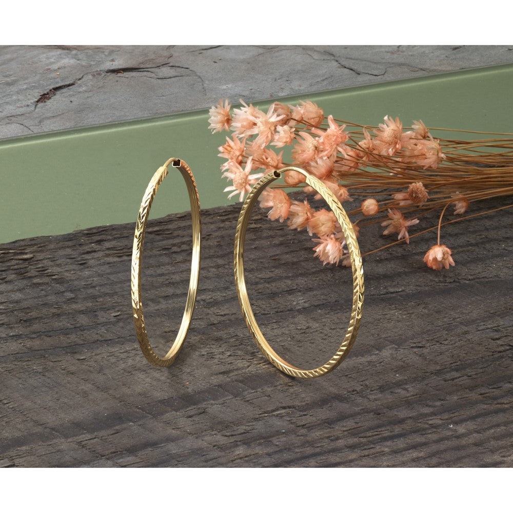 14k 1.35mm Diamond-cut Square Tube Endless Hoop Earrings