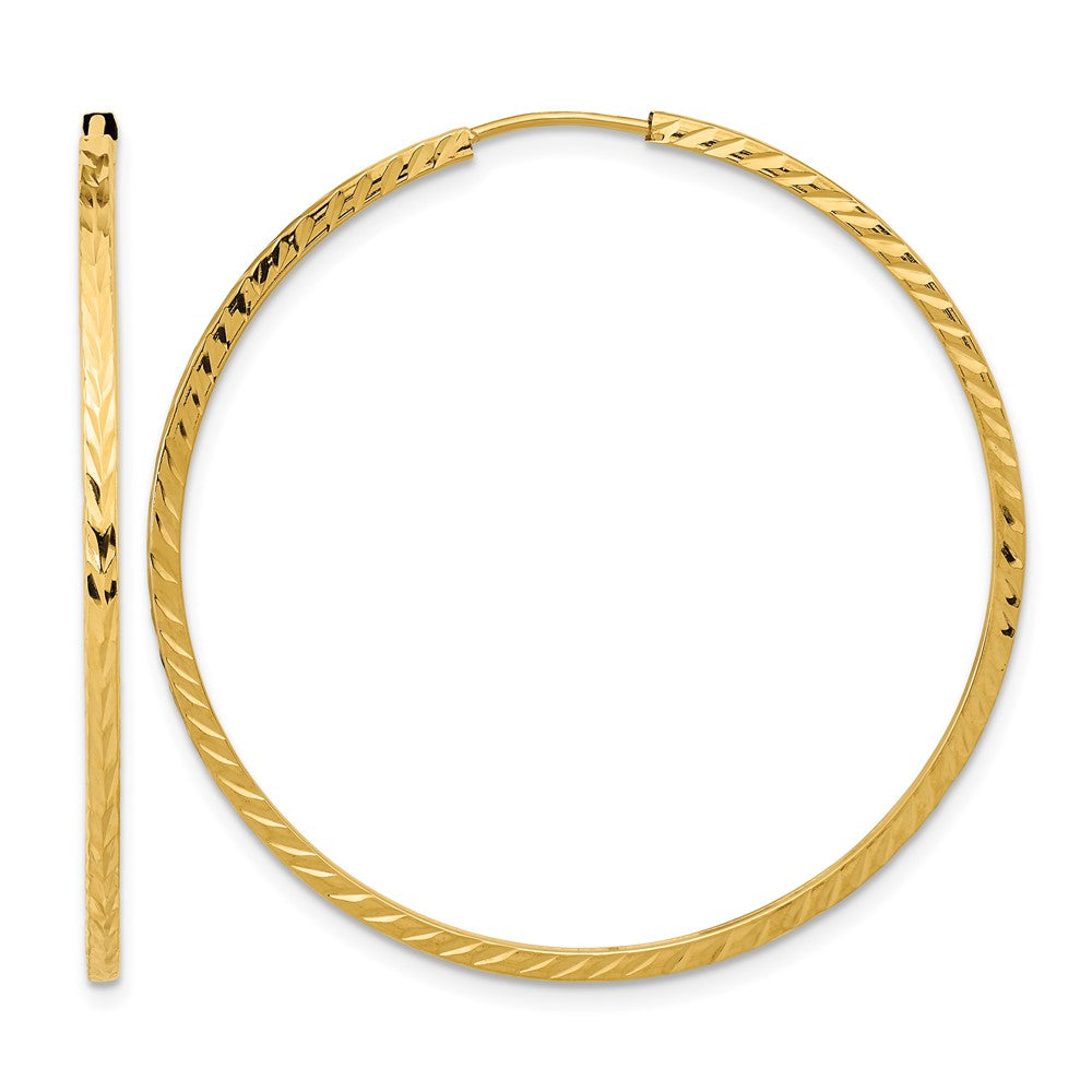 14k 1.35mm Diamond-cut Square Tube Endless Hoop Earrings