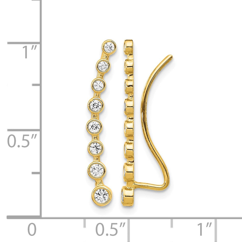 14K CZ Ear Climber Earrings