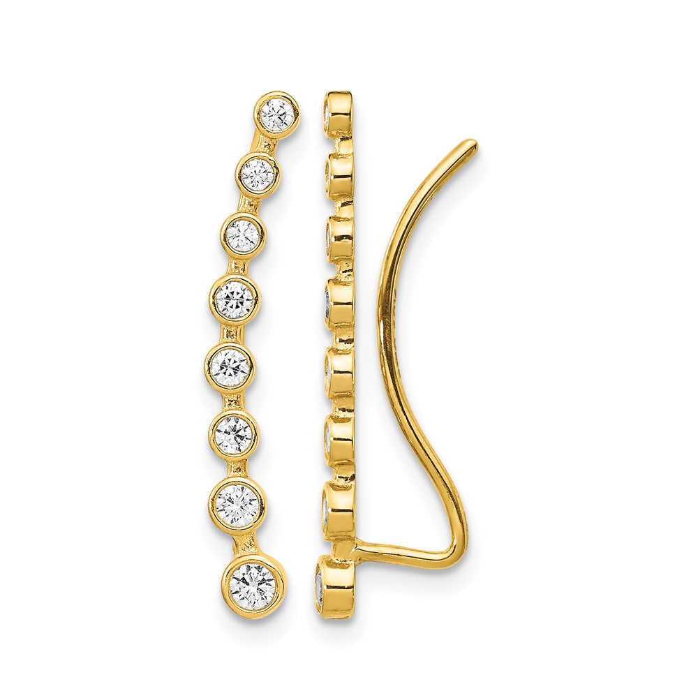 14K CZ Ear Climber Earrings